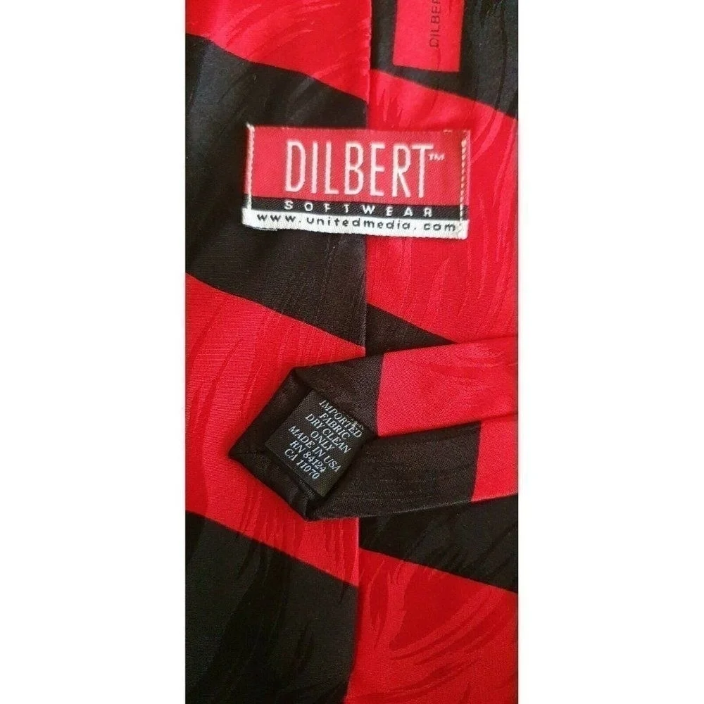 Dilbert mens tie necktie Dog Red Black Silk